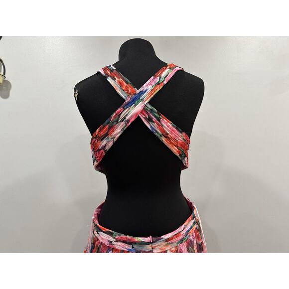 Mac Duggal 68076 Multicolor Ruffled Cut Out Sleeveless Gown Sz 10 - Picture 6 of 8